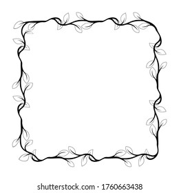 floral style border, frame theme of plant stem and leaf, text border with natural style.