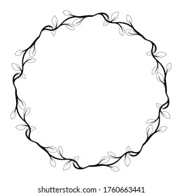 floral style border, frame theme of plant stem and leaf, text border with natural style.