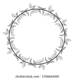 borde de estilo floral, tema de marco de tallo de planta y hoja, borde de texto con estilo natural.