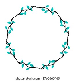 floral style border, frame theme of plant stem and leaf, text border with natural style.