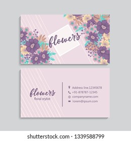 Floral style business card template vector