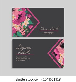 Floral style business card template vector