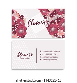 Floral style business card template vector