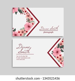 Floral style business card template vector