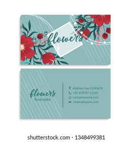 Floral style business card template vector
