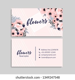 Floral style business card template vector