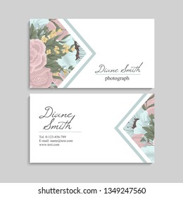 Floral style business card template vector