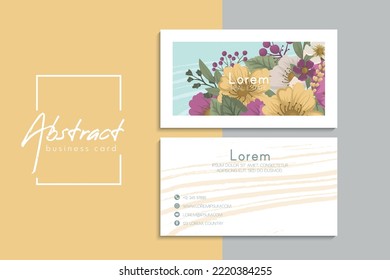 Floral style business card template vector. Back and front set