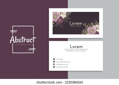 Floral style business card template vector. Back and front set