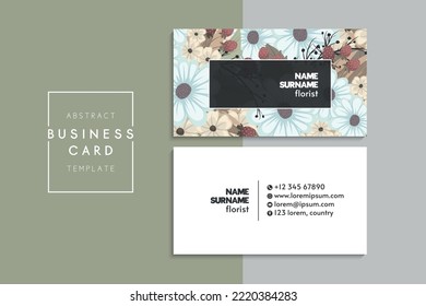 Floral style business card template vector. Back and front set