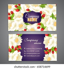 Floral style business card template vector