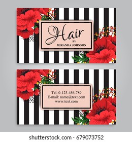 Floral style business card template vector
