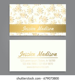 Floral style business card template vector