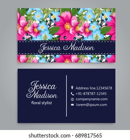 Floral style business card template vector