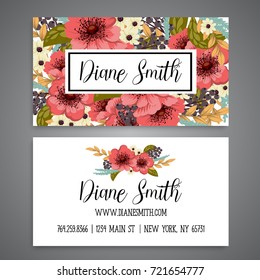 Floral style business card template vector