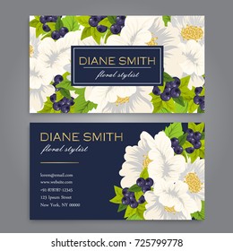 Floral style business card template vector