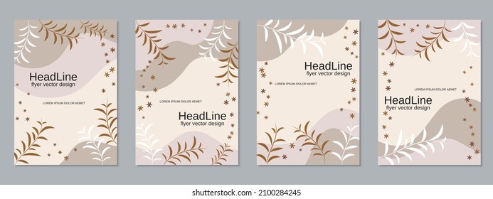 Floral style business flyer, booklet, brochure cover vector design templates collection. A4 format