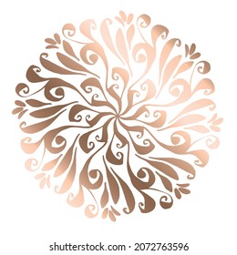 Floral style curvy snowflake vector for card, header, invitation, poster, social media, post publication. Hand drawn winter mandala element for xmas projects.
