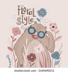 Floral style.Stylish kids vector print.