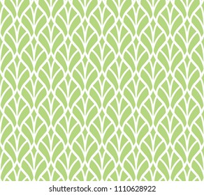 Floral Stylish Seamless Pattern. Geometric Vector Green Leaves Background.