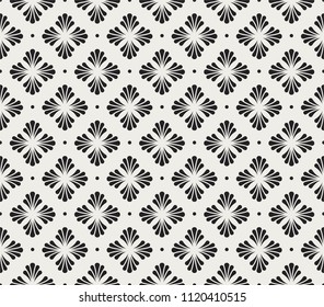 Floral Stylish Seamless Pattern. Geometric Vector Leaves Background. Art Deco Abstract Texture.