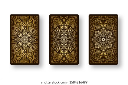 Floral stylized golden pattern. Collection back side of cards. Vector illustration