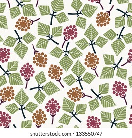 Floral stylized seamless texture. Endless pattern with retro leaves, flowers, petals. Template for design and decoration textile, backgrounds, covers, wrappers