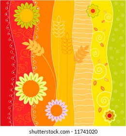 Floral summer background with stripes
