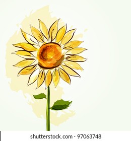 Floral summer background with sunflower. EPS10