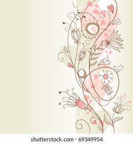 Floral summer background with ta Bird in it