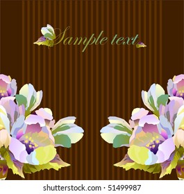 Floral summer design with hand-painted abstract flowers in different colors on white background.