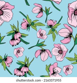 Patrón de verano floral. Flores de Hellebore