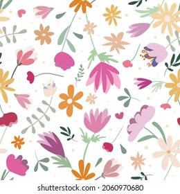 Floral summer pattern. Vector square endless illustration. Used for packaging, printing on fabric, paper, wallpaper, etc.