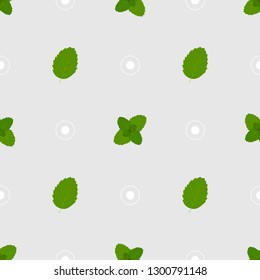 Floral summer print. Seamless pattern with leaves of mint.