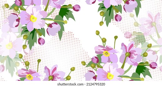 Floral summer seamless pattern, bouquets of pink flowers on a transparent background for wallpaper design, textile, wrapping paper