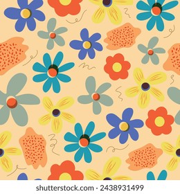 Floral summer seamless pattern. Floral bright print. Design for fabric, packaging, cover. Vector.