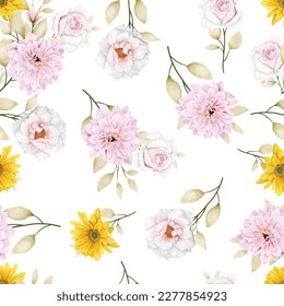 ilustración de patrón fluido de verano floral