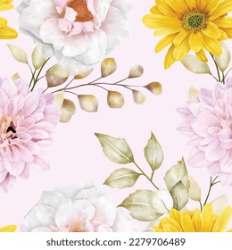 floral summer seamless pattern illustration