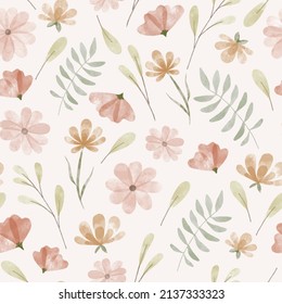 Floral summer seamless pattern and sweet peas  daisies wildflowers  Watercolor hand drawn isolated illustration border  meadow floral background for your design 