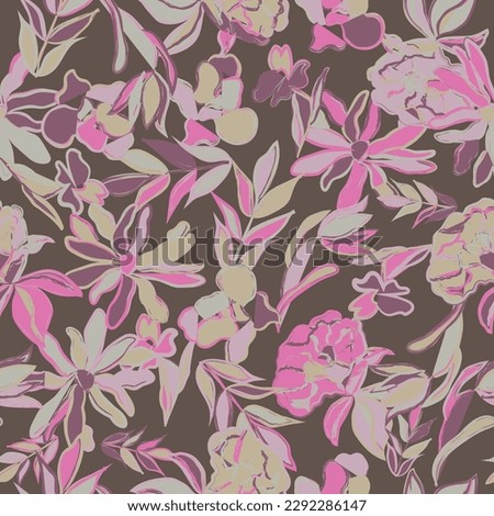 Floral summer seamless pattern. Vintage print with inflorescences. Retro textile design collection.