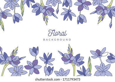Verano floral o fondo primaveral de diseño plano. Ilustración del vector