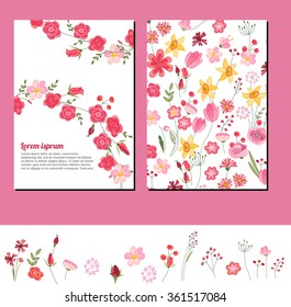 Floral summer templates. For romantic design, announcements, postcards, posters.