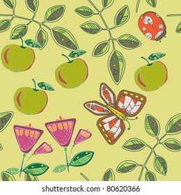 floral summery seamless pattern