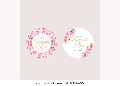 floral sun flower and cherry blossom labels design