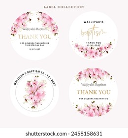 floral sun flower and cherry blossom labels design