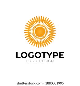 Design des floralen Sonnenlogos, Vektorgrafik-Vorlage