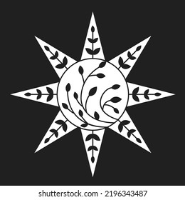 Floral sun silhouette. Minimal vector illustration.