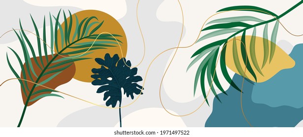 Floral and sun tropical background vector.