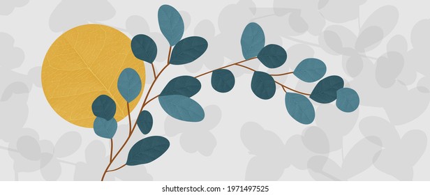 Floral and sun tropical background vector.
