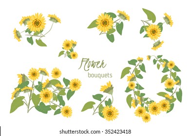 Floral  sunflower retro vintage background, vector illustration